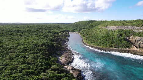 panoramic aerial view of la porte de l'enfer anse-bertrand in guadeloupe, france