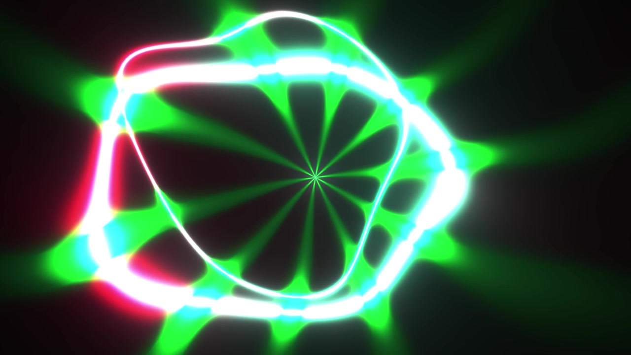 Animazione astratta di un tunnel di luce verde e bianco luminoso