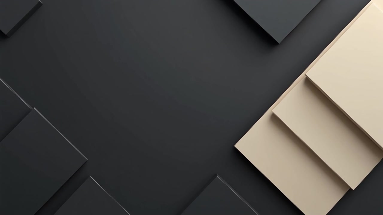 Abstrakte 3D geometriske former, der bevæger sig på mørk baggrund