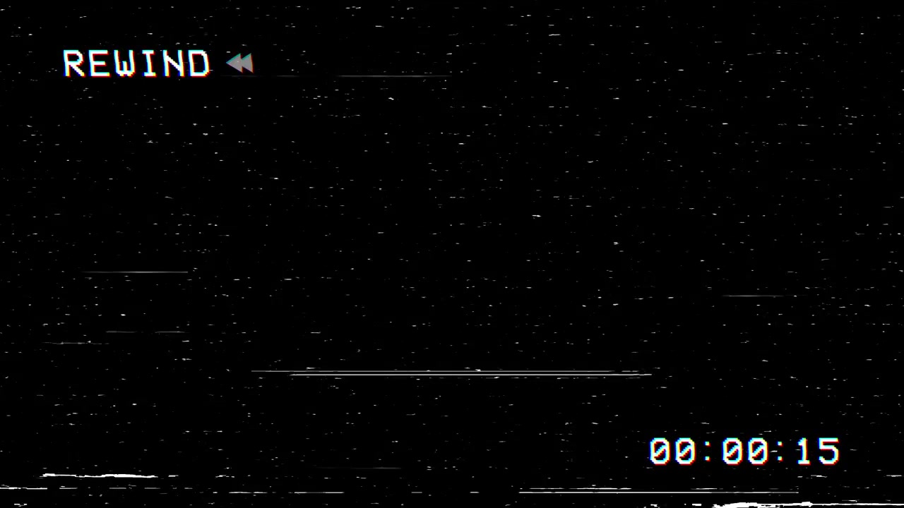 Effetto Riavvolgimento VHS Vintage con Rumore Statico e Timecode
