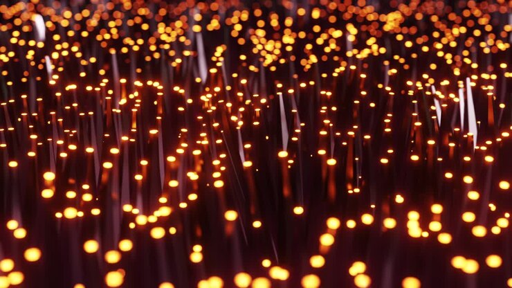 Orange LEDs moving in waves. Infinitely looped animation