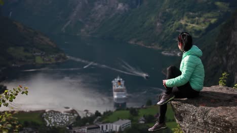 geiranger fjord, norway. tourism vacation and traveling.
