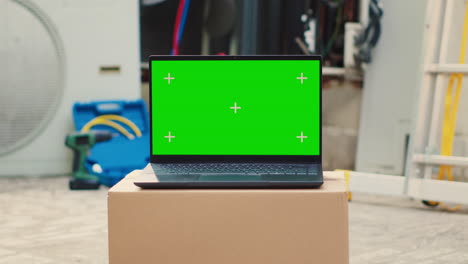 green screen laptop with hvac system