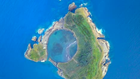 topdown view from vilafranca do campo's iconic island