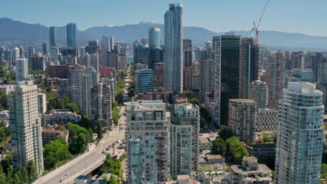 high-rise apartment and condominium buildings near burrard bridge over false creek, vancouver, bc