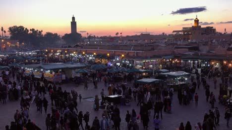 jemaa el fna square crowded at sunset, marrakesh