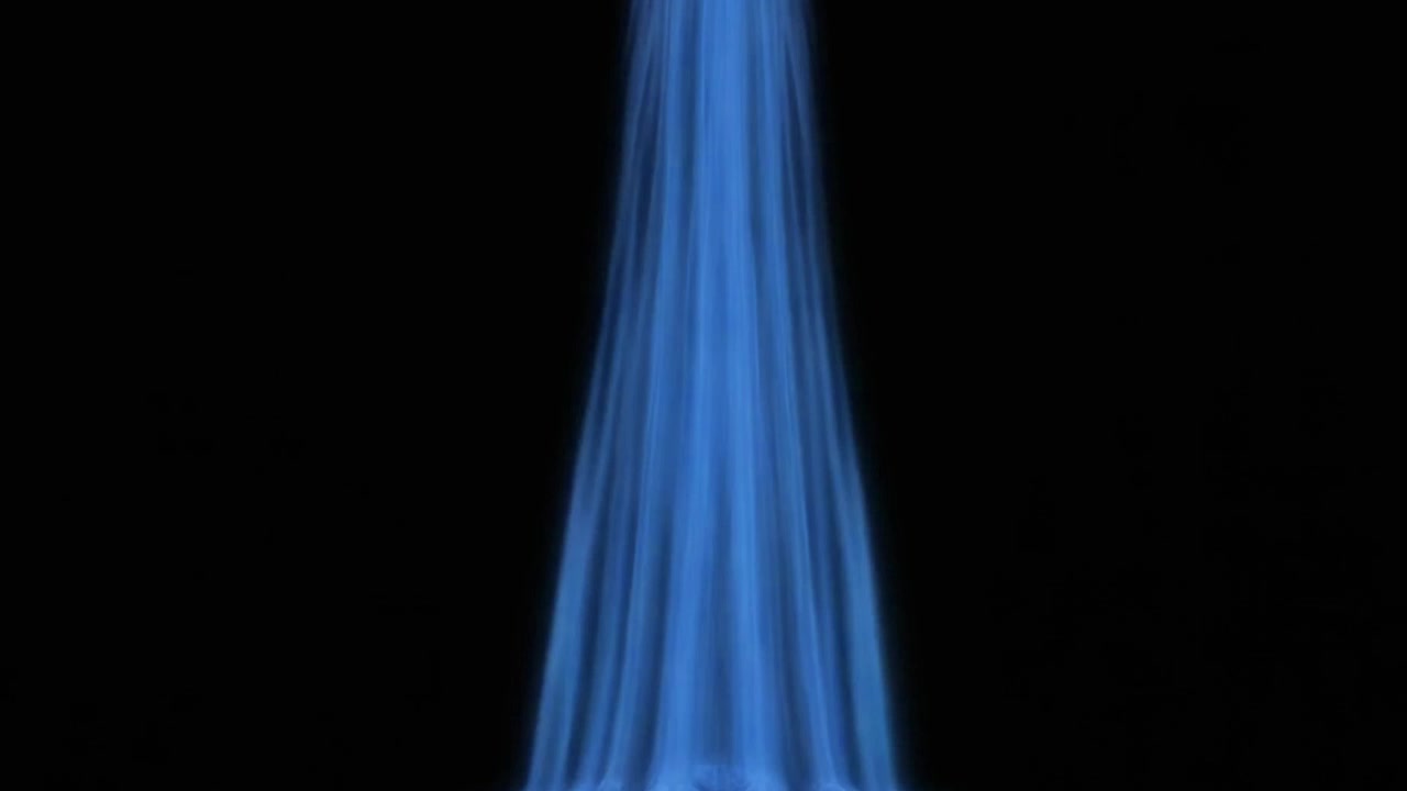 Abstract Blue Light Beam Flowing Downward on Black Background