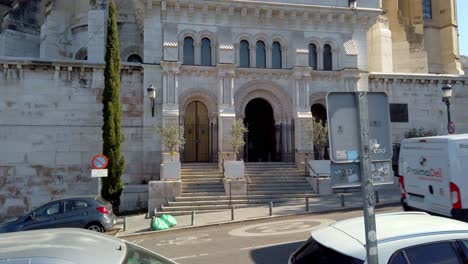 exterior of a historical stone building in a city