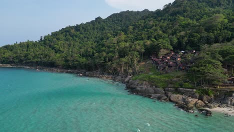tropical beach resort in lush jungle