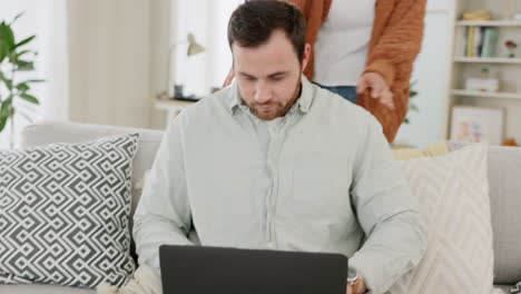 Laptop,-freelance-and-love-with-a-couple-hugging