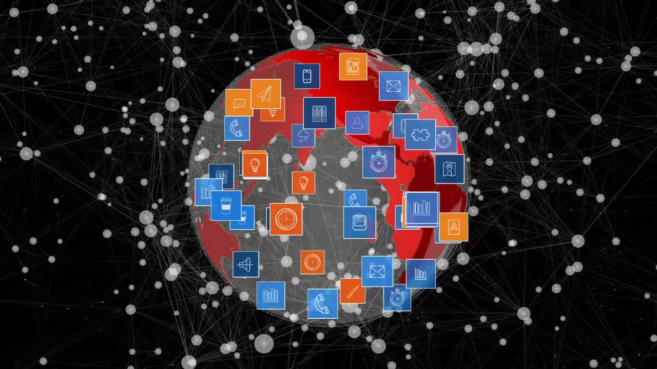 Globo e icone di app digitali