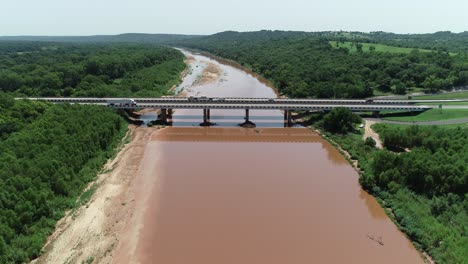 aerial video of the red river which borders between texas and oklahoma