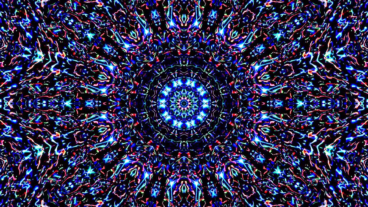 hermoso caleidoscopio abstracto que brilla, una luz radiante que regula los movimientos sutiles