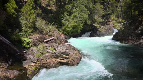 Aerial-flight-over-hidden-waterfalls-in-national-park-of-Patagonia,Argentina