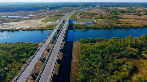 Highway-bridge-over-river.-Aerial-view-of-bridge-construction-over-river