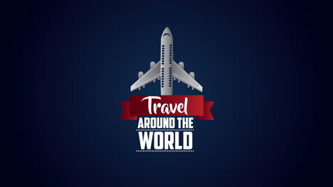 travel around the world animation with airplane flying