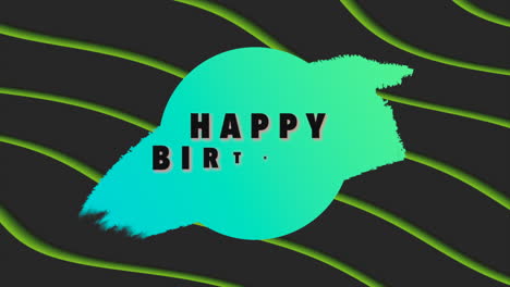 Dynamic-green-and-blue-birthday-greeting-on-black-and-white-background