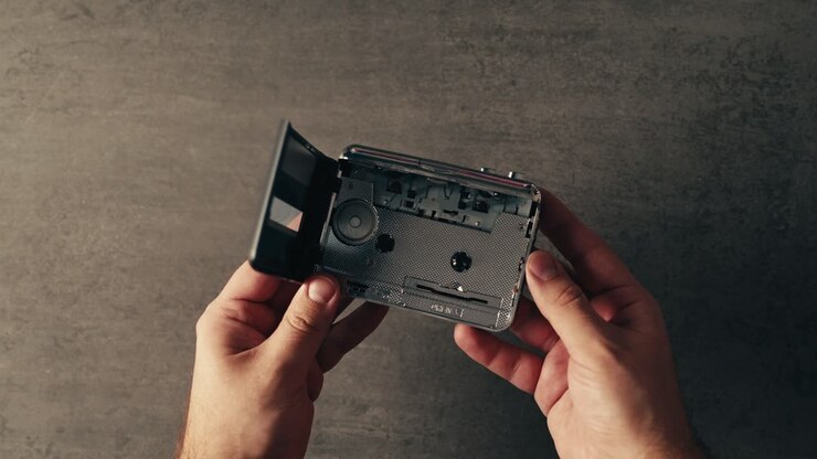 Opened Cassette Tape Player in Hands