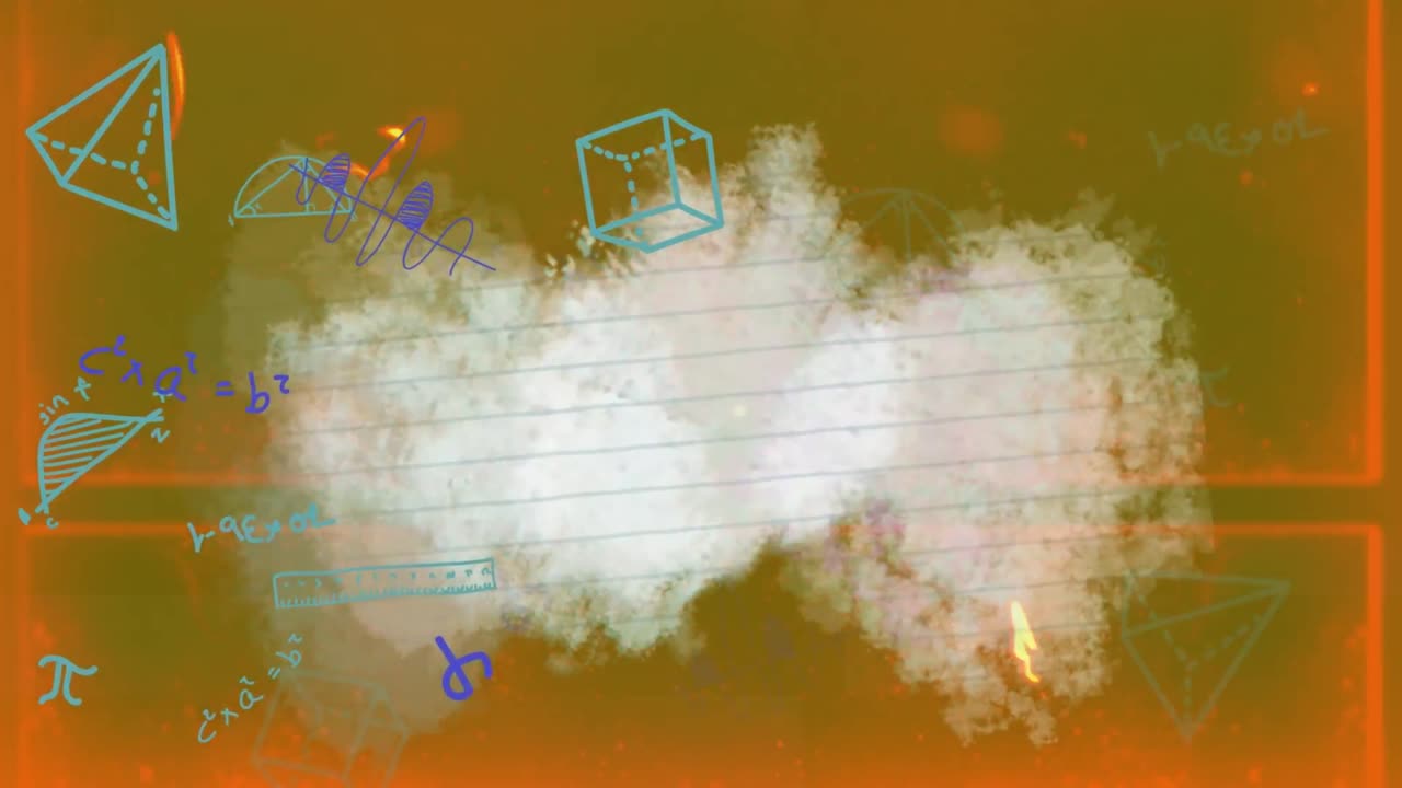 animación de dibujo matemático y energía sobre fondo verde