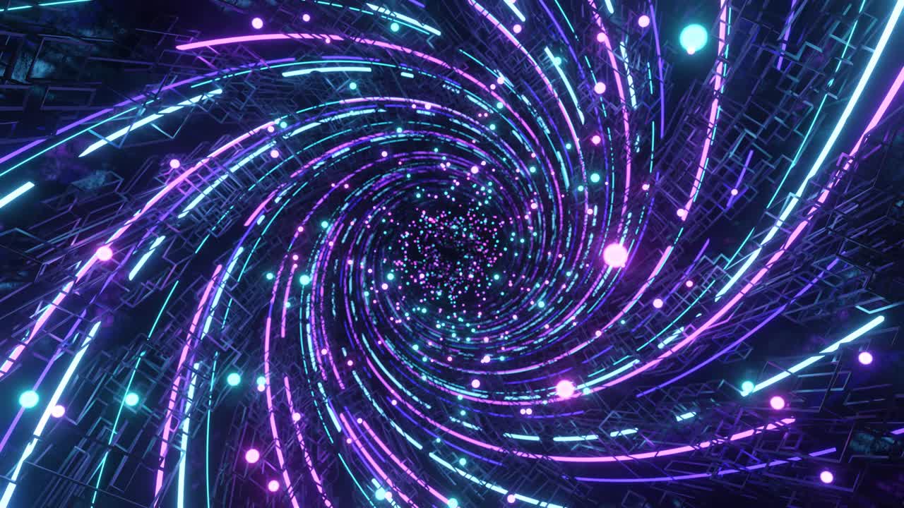Buraco de minhoca colorido de dobra do tempo e espaço, fundo de ficção científica