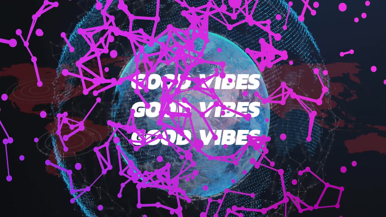 지구상의 연결 네트워크의 애니메이션 어두운 배경