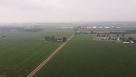 panorama of windmills at vast farmland of dte wind farm, ithaca city, gratiot county, michigan