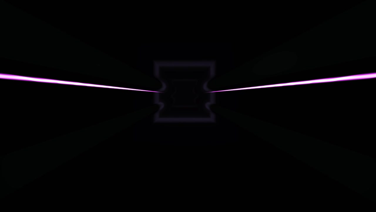 Tunnel futuristico astratto con fasci laser dinamici che cambiano colore