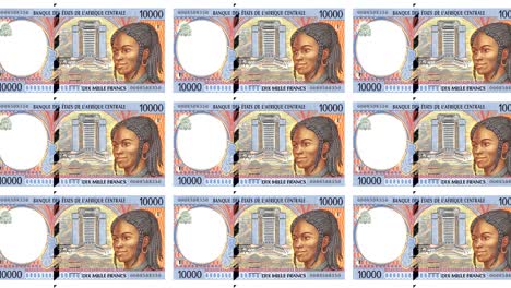 banknotes of ten thousand central african cfa francs rolling, cash money, loop