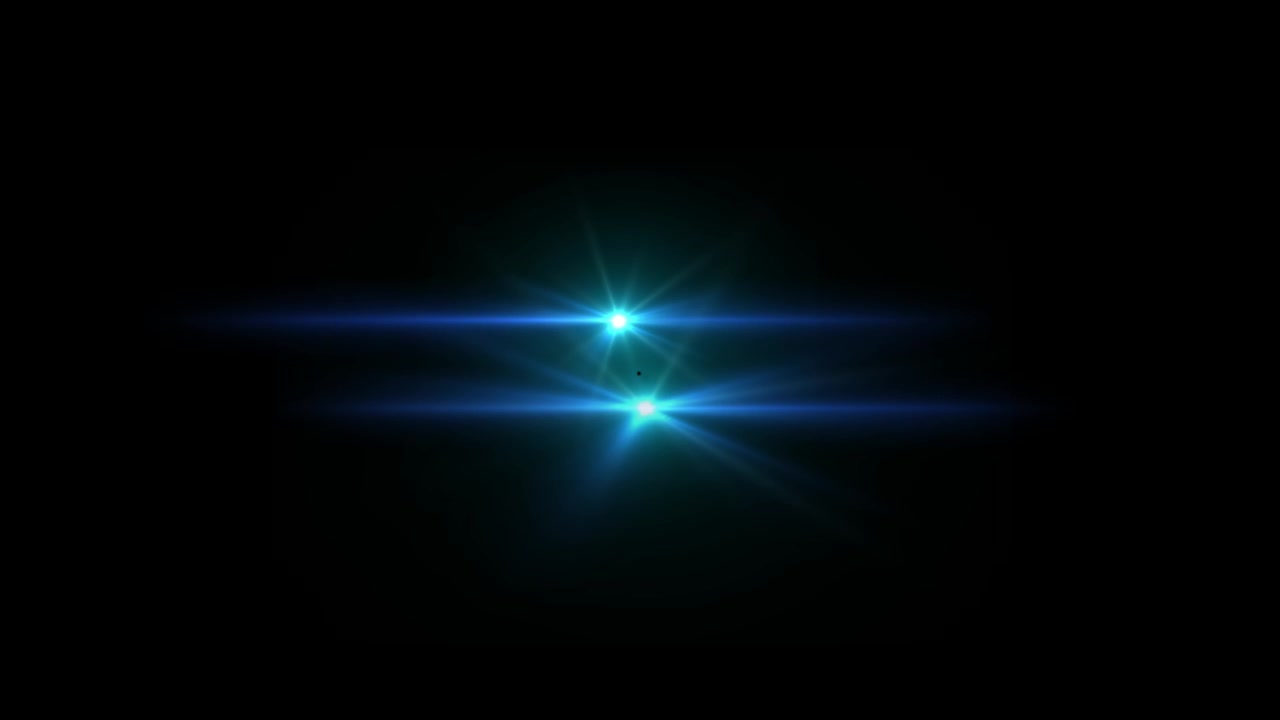 Bagliore lente realistico di luce blu isolato su sfondo nero