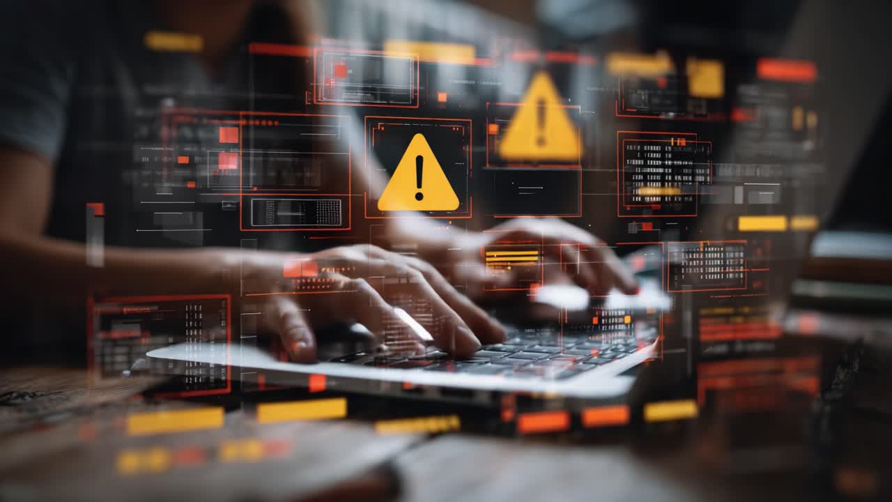 Urgent System Alerts During Computer Operations: Engaging with Critical Notifications While Typing on a Laptop in a Digital Environment