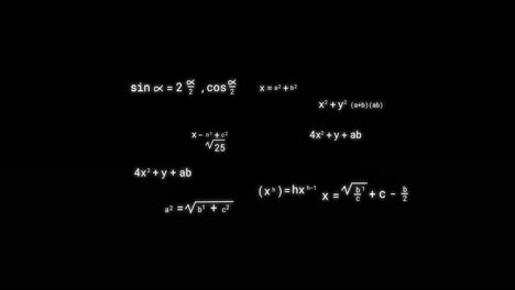 animation of mathematical equations on black background