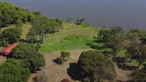 Imágenes-Aéreas-Cinematográficas-De-Los-Alrededores-De-La-Industria-De-La-Yerba-Mate-En-Misiones-Jardin-America,-Argentina,-Drone