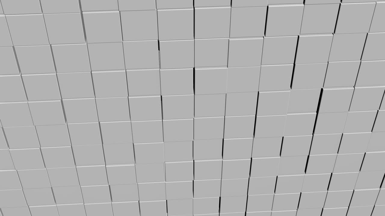 Concept of matrix. Binary code environment in form of cubes wall with information inside, moving up and down.