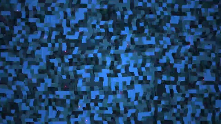 Abstract Blue Digital Pixel Background with Floating Particles