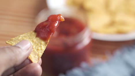 tortilla chip with salsa