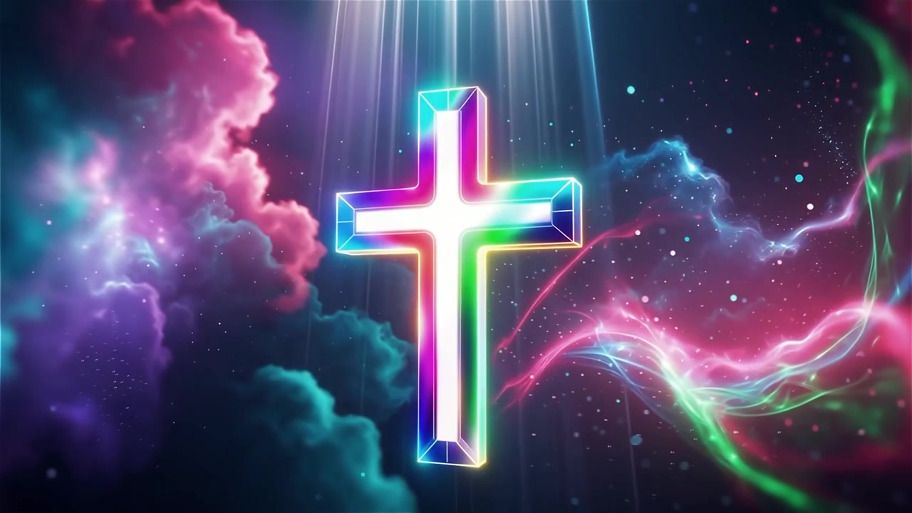 Christian Cross Heavenly Light Worship Background