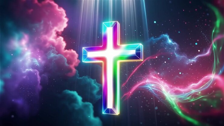 Christian Cross Heavenly Light Worship Background