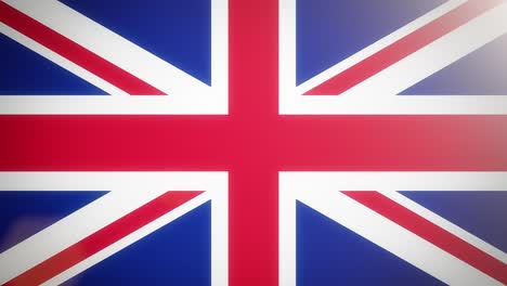 The-flag-of-the-United-Kingdom,-flat-simple-style,-with-a-bright-light-flare-crossing-its-surface