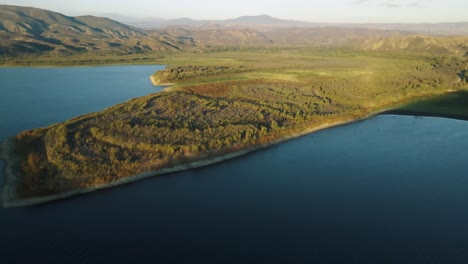 Drone-view-of-vail-lake-at-sunset