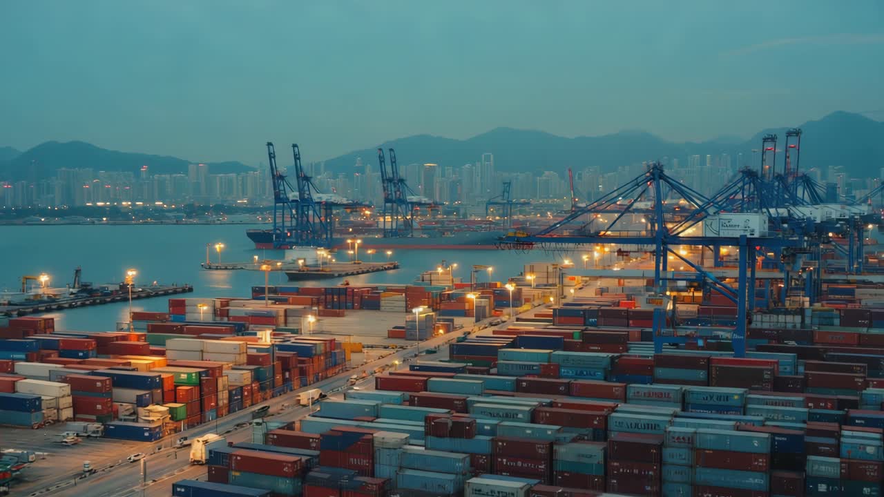 Container Terminal at Dusk