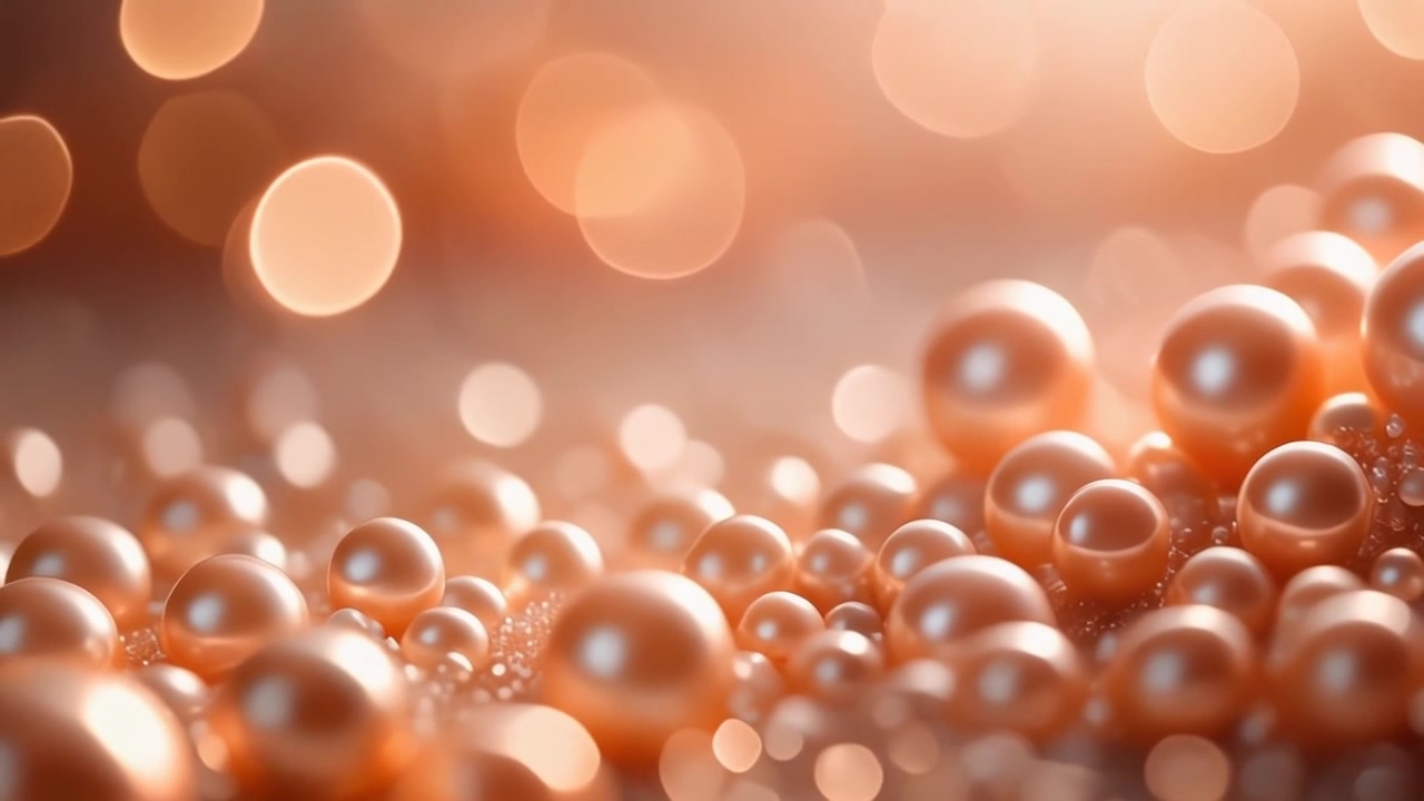Nærbillede af elegante, skinnende perler med blød bokeh-baggrund