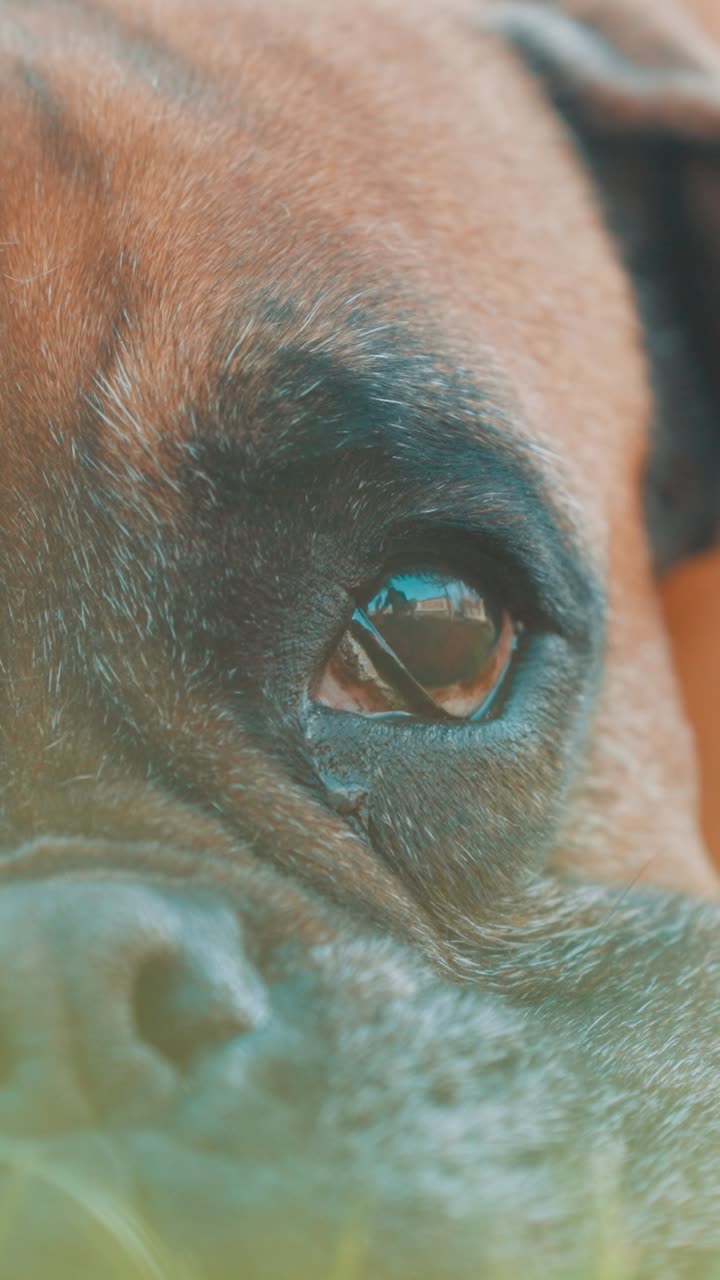 Boxer dog gazing with sad eyes