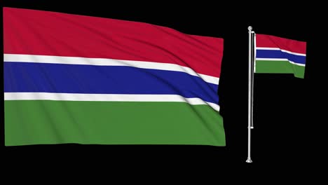 pantalla verde ondeando la bandera o el asta de la bandera de gambia