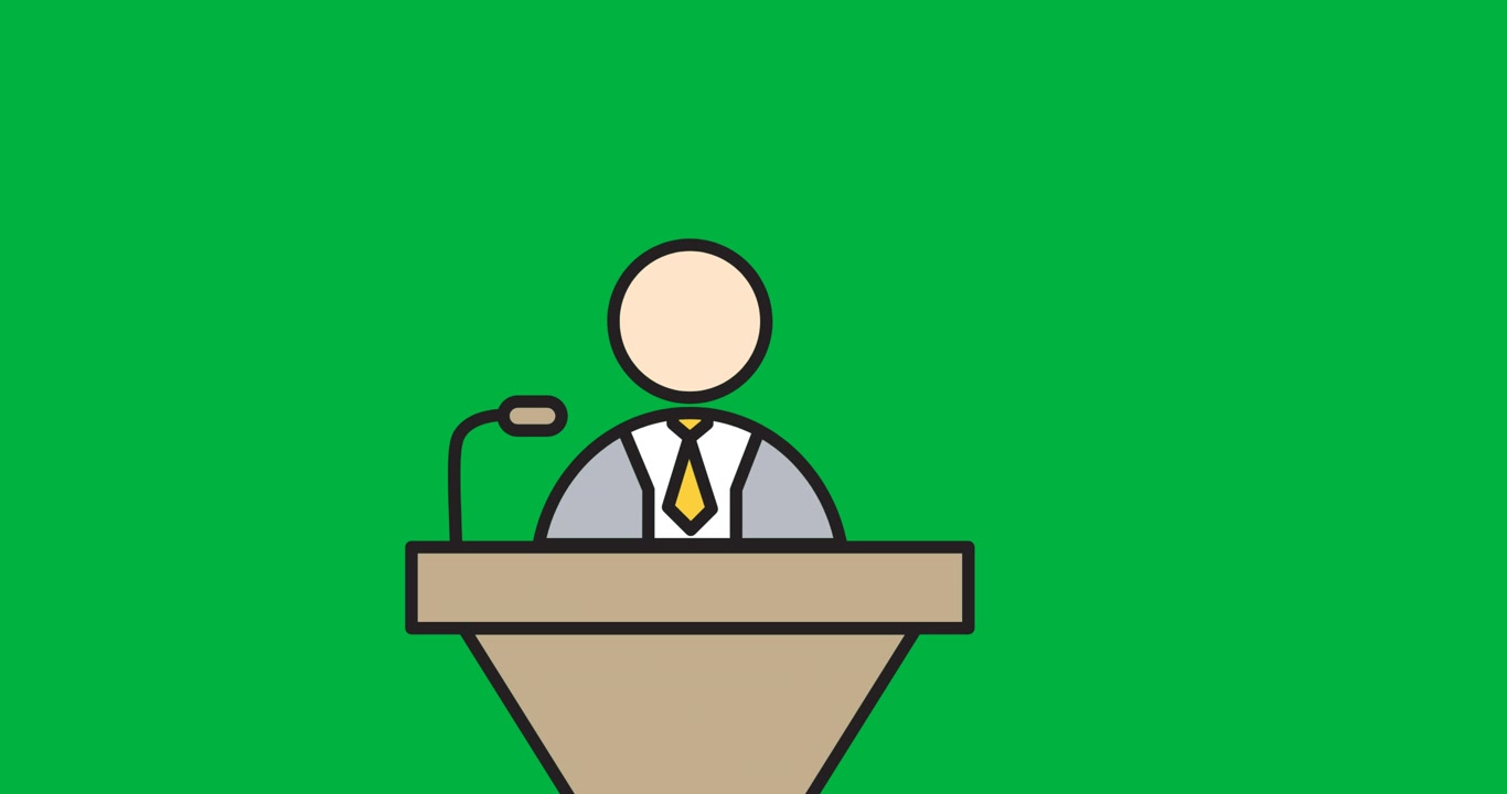 Digital animation of graduated boy on podium icon against white background