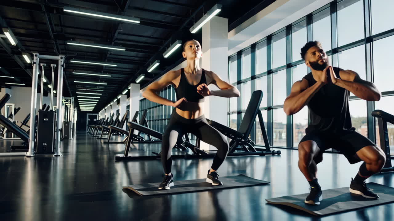 Couple Working Out in Gym