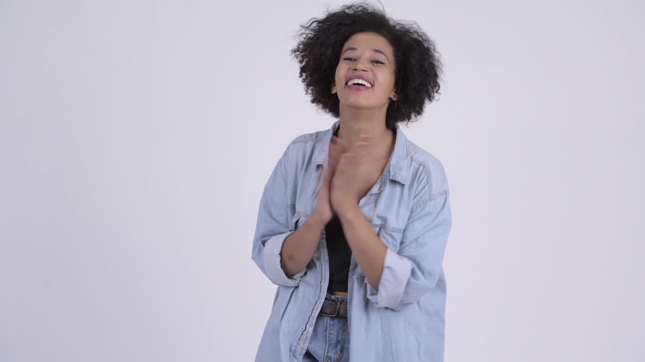 Happy young beautiful African woman