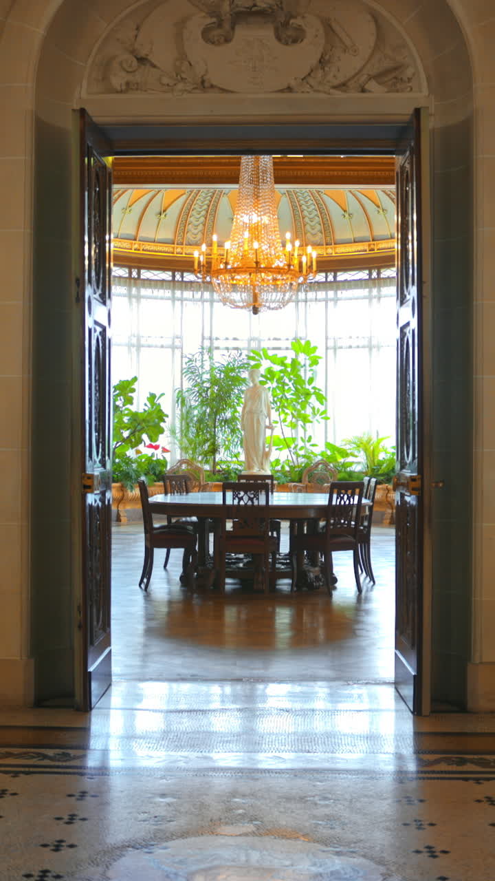 The interior of the Villa Massena Museum in Nice, France. Vertical