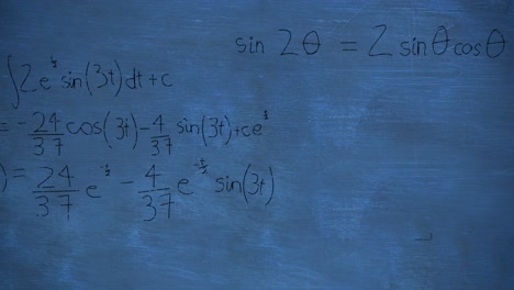 mathmatical calculations in black floating over a chalkboard background 4k