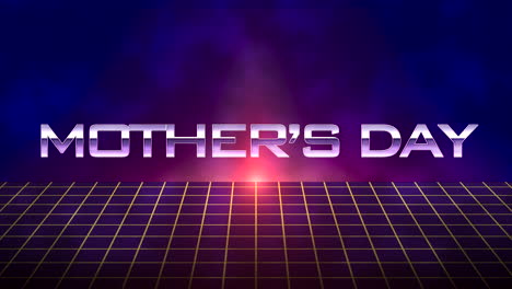 mothers day with neon retro grid and stars in galaxy