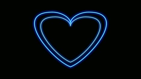 neon light border love heart shape animation on black background